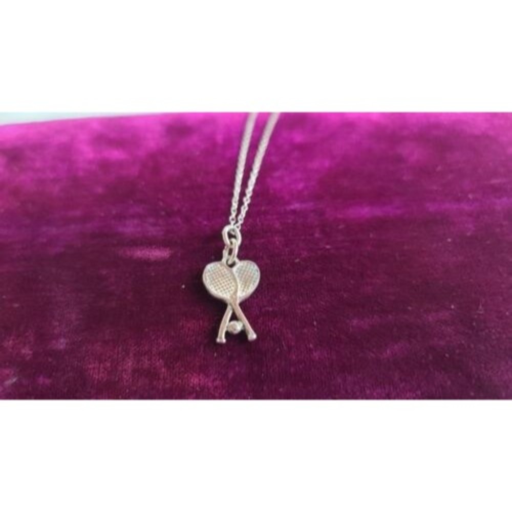 Vintage 925 Tennis Rackets Pendant Necklace